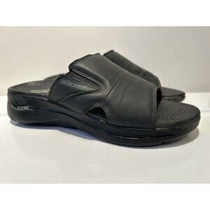 SKETCHERS  MEN'S Sz 10 GO WALK ARCH FIT-ULTRA SPAN BLACK CASUAL SANDALS